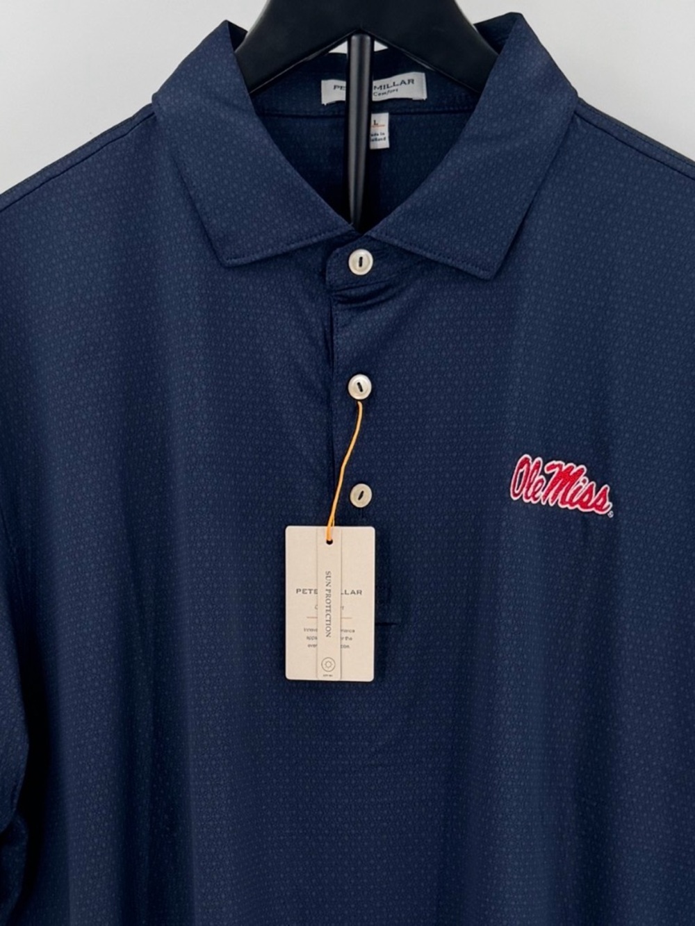 OLE MISS REBELS! Peter Millar Ole Miss Navy Blue Tesseract Polo - NWT - XL